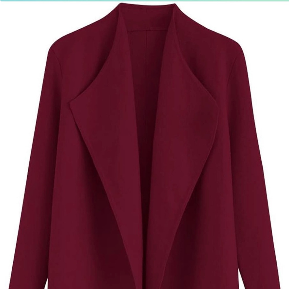 Women's Classy Open Front Knit Coat Cardigan Coatigan Light Jacket / Burgundy